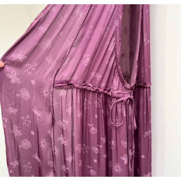 Intimately Free People butterfly flower print purple open front robe lac… - Picture 4 of 6